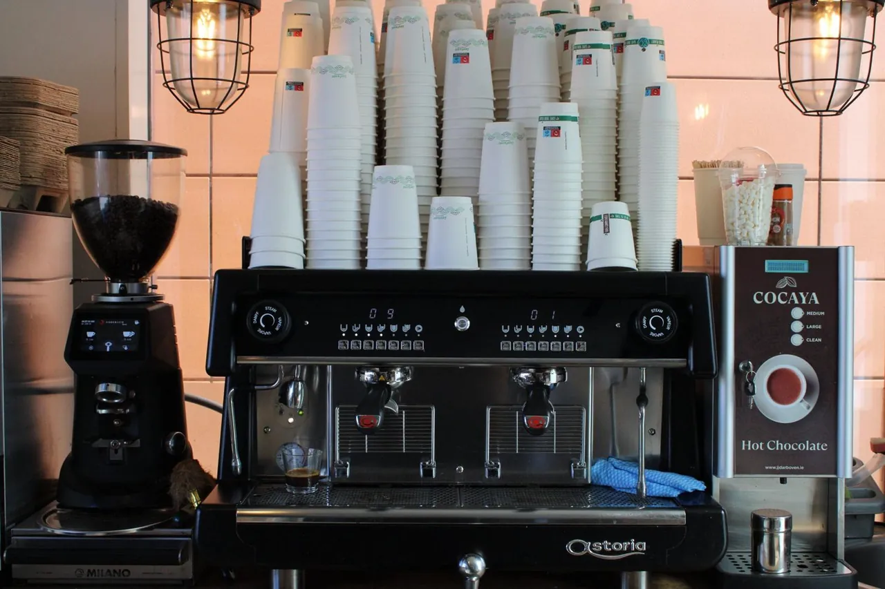 A shot being pulled on the espresso machine
